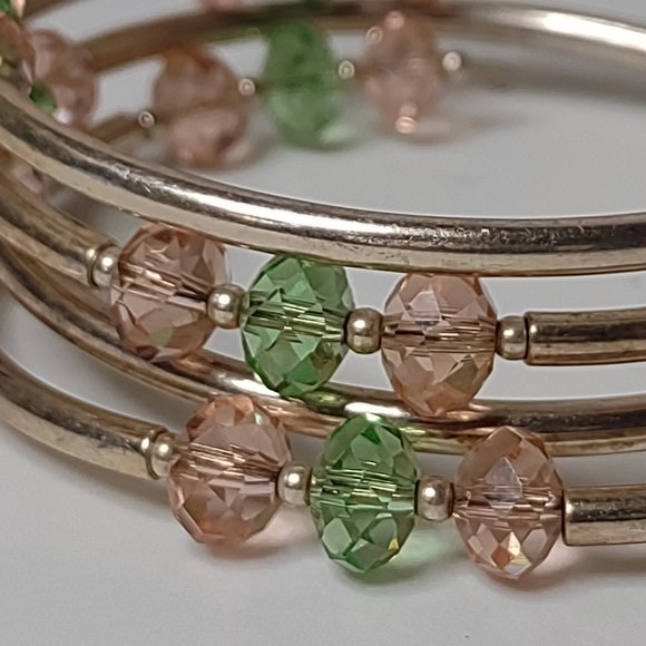 Metal And Glass Bead Expanding Wrap Around Bracelet - Picture 3 of 10